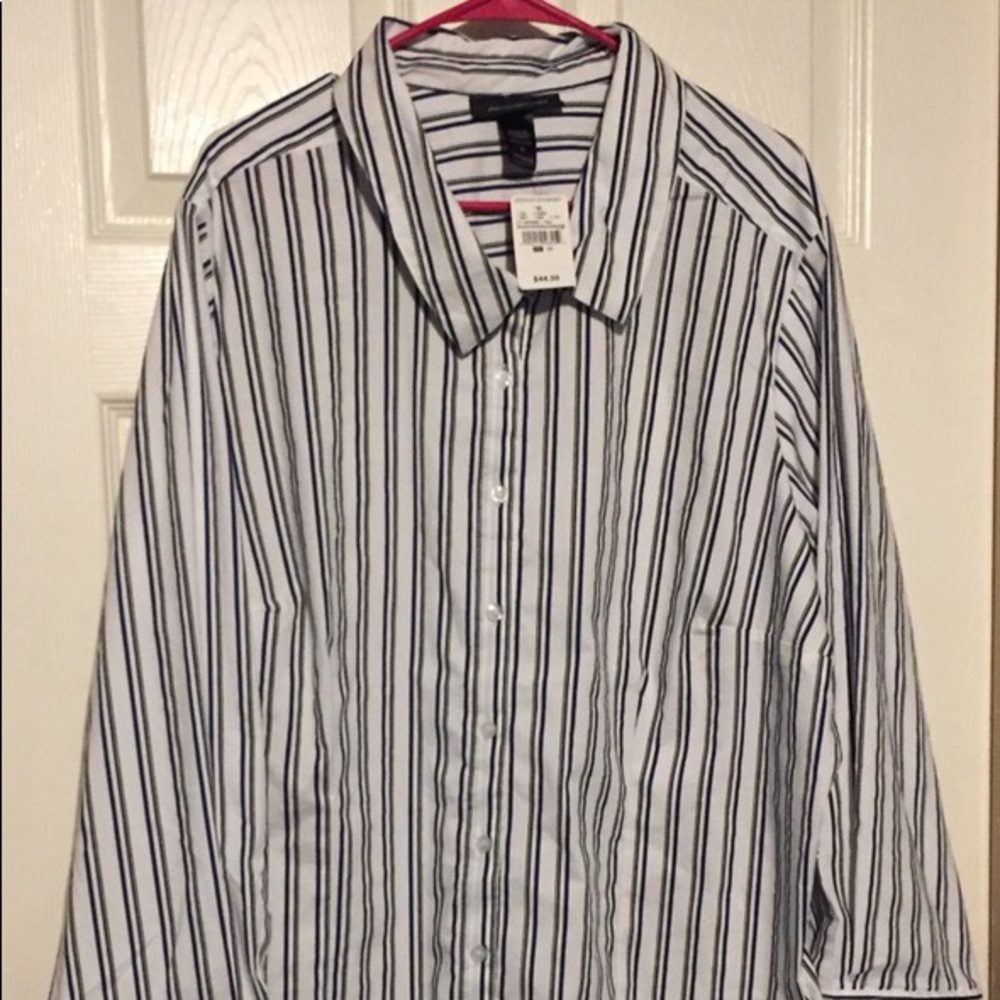 Ashley Stewart blue stripe blouse